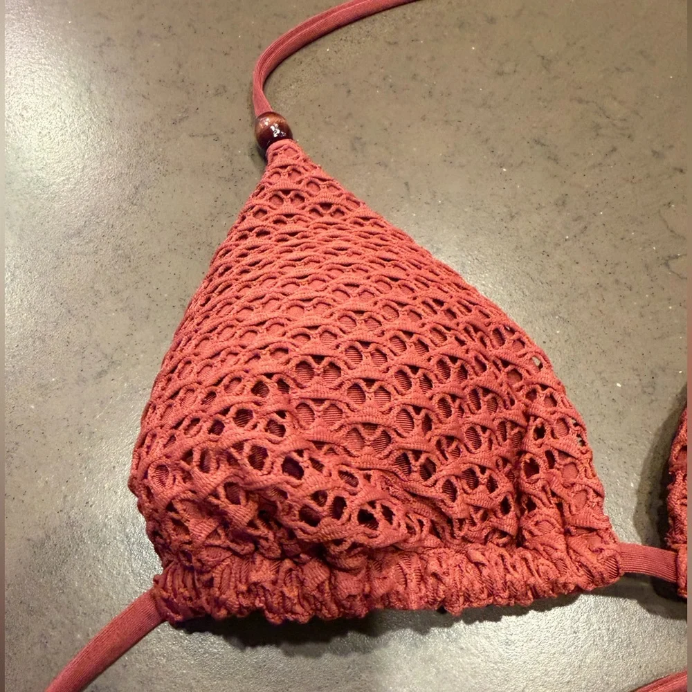 NEW Coastal Seashell Crochet Bikini Top XS & High Rise Crochet Bikini Bottom XS - Picture 9 of 15